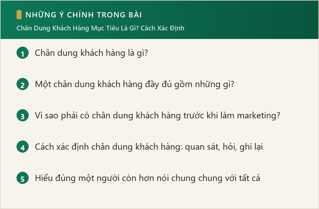 Những ý chính trong bài: Chân Dung Khách Hàng Mục Tiêu Là Gì? Cách Xác Định